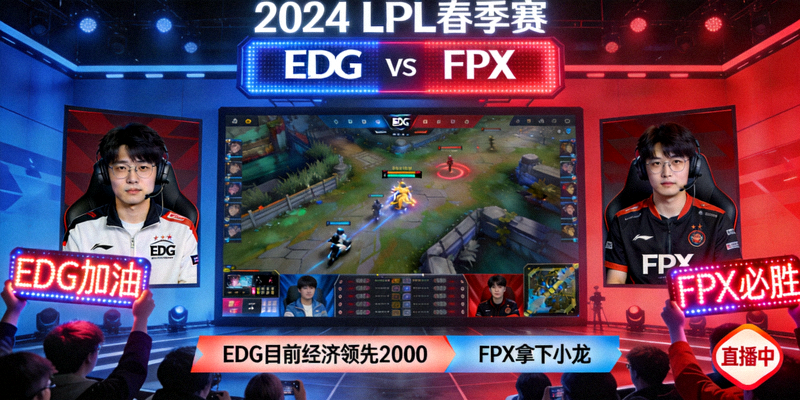 英雄联盟LPL春季赛EDG对阵FPX比赛直播画面